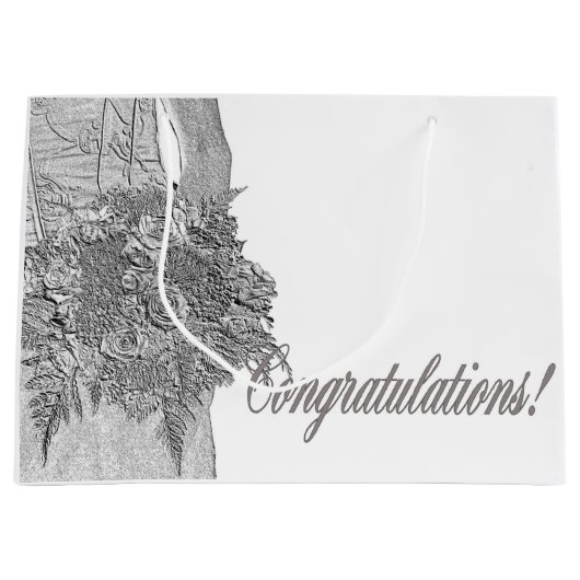 Bruiloft gefeliciteerd geschenk tas large cadeautasje (Voorkant)