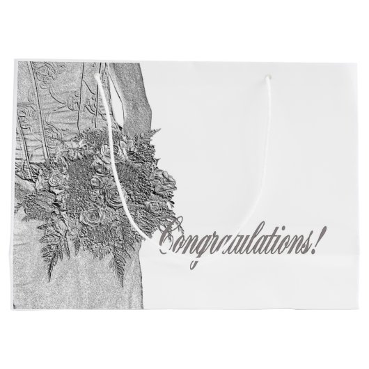 Bruiloft gefeliciteerd geschenk tas large cadeautasje (Achterkant)