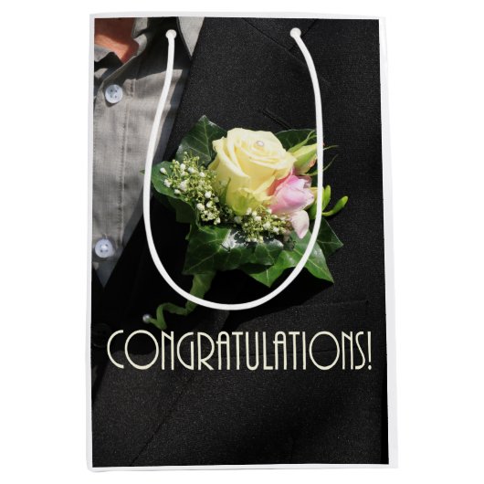 Bruiloft gefeliciteerd geschenk tas medium cadeauzakje (Voorkant)