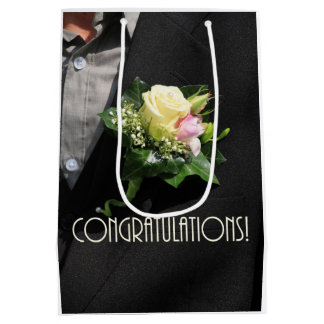 Bruiloft gefeliciteerd geschenk tas medium cadeauzakje