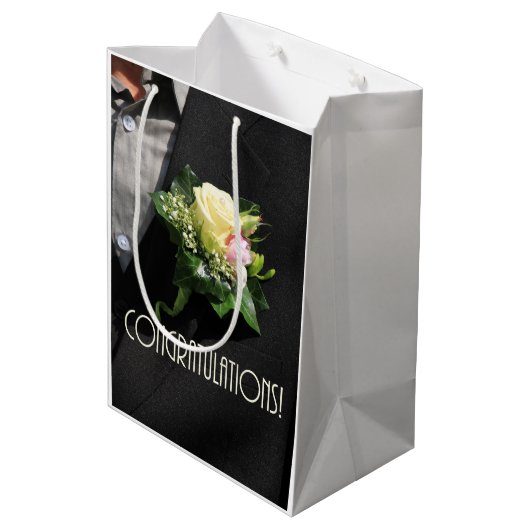 Bruiloft gefeliciteerd geschenk tas medium cadeauzakje (Achterkant Gekanteld)