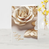 Bruiloft gefeliciteerd Golden Colored Roos Kaart (Gele Bloem)