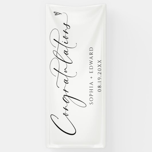 Bruiloft Gefeliciteerd Handschrift Typografie Spandoek (Verticaal)