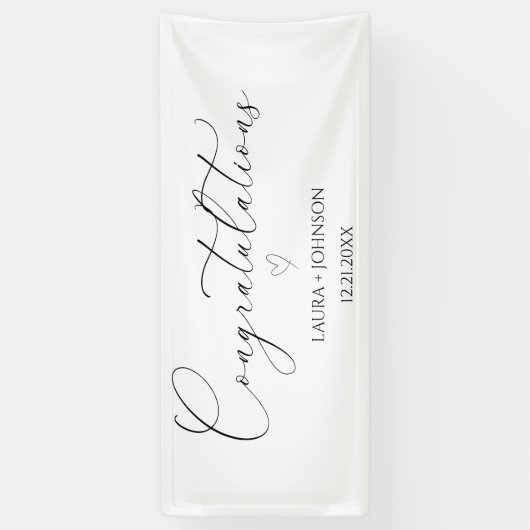 Bruiloft Gefeliciteerd Handschrift Typografie Spandoek (Verticaal)