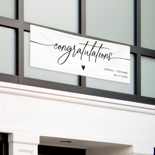 Bruiloft Gefeliciteerd Handschrift Typografie Spandoek (Buitenkant Gebouw)