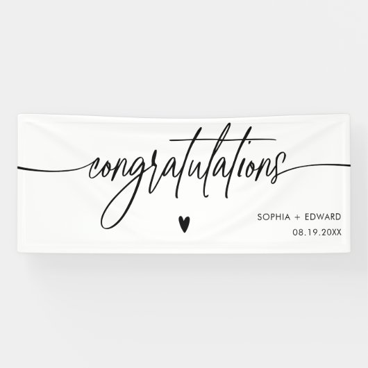 Bruiloft Gefeliciteerd Handschrift Typografie Spandoek (Horizontaal)