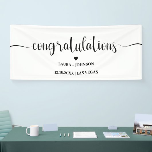 Bruiloft Gefeliciteerd Handschrift Typografie Spandoek (Beurs)