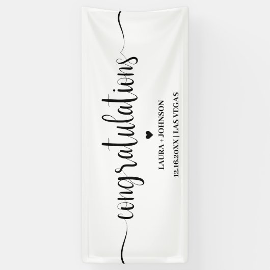 Bruiloft Gefeliciteerd Handschrift Typografie Spandoek (Verticaal)