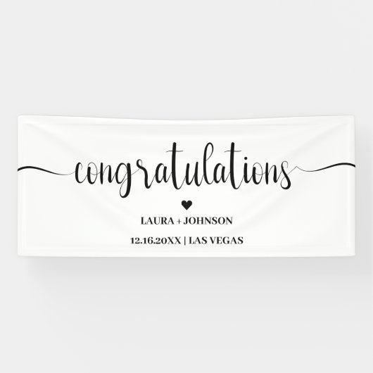 Bruiloft Gefeliciteerd Handschrift Typografie Spandoek (Horizontaal)