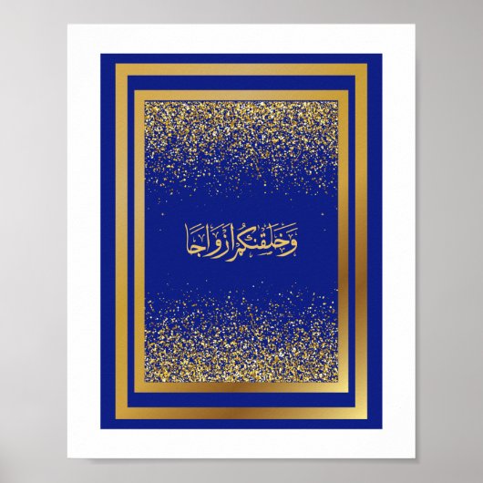 Bruiloft Gefeliciteerd in het Arabisch in blauwe k Poster (Voorkant)