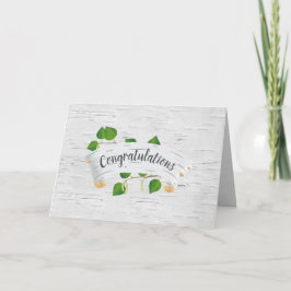 Bruiloft gefeliciteerd met berkenboom scroll kaart