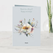 Bruiloft Gefeliciteerd paar bloemenblauw Kaart (Achterkant)