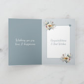 Bruiloft Gefeliciteerd paar bloemenblauw Kaart (Binnen)