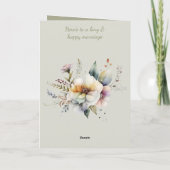 Bruiloft Gefeliciteerd paar bloemengroen Kaart (Achterkant)