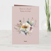 Bruiloft Gefeliciteerd paar bloemig bruin Kaart (Achterkant)