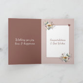 Bruiloft Gefeliciteerd paar bloemig bruin Kaart (Binnen)