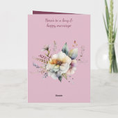 Bruiloft Gefeliciteerd paar bloemig roze Kaart (Achterkant)