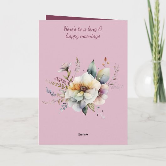 Bruiloft Gefeliciteerd paar bloemig roze Kaart (Achterkant)