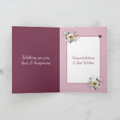 Bruiloft Gefeliciteerd paar bloemig roze Kaart (Binnen)