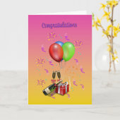 Bruiloft Gefeliciteerd Party Balloons Kaart (Gele Bloem)