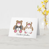 Bruiloft gefeliciteerd schattige teddybeer kaart (Gele Bloem)