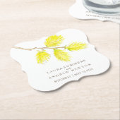 Bruiloft gele catkins custom papier onderzetters (Gekanteld)