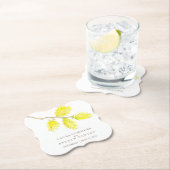 Bruiloft gele catkins custom papier onderzetters (Insitu)