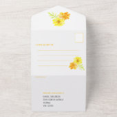 Bruiloft gele goudsbloem bloemen waterverf all in one uitnodiging (Buitenkant)