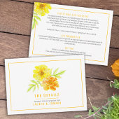 Bruiloft gele goudsbloem waterverf de details informatiekaartje