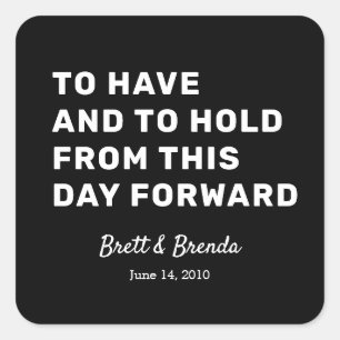 Bruiloft gelofte verjaardag aangepaste moderne zwa vierkante sticker