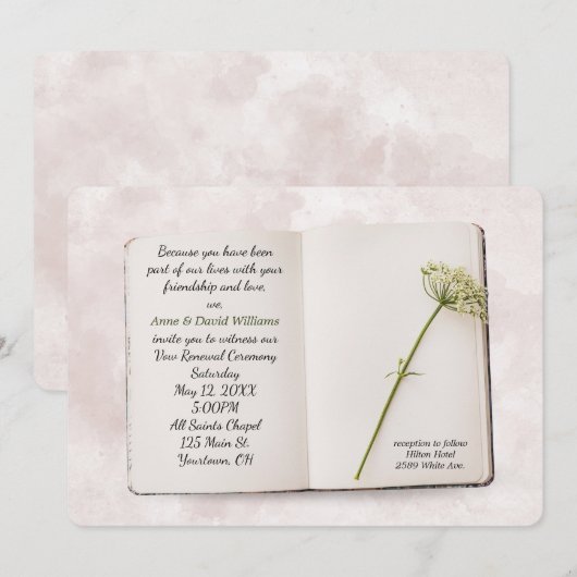 Bruiloft gelofte vernieuwing boek uitnodigen kaart (Voorkant / Achterkant)