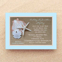 Bruiloft gelofte vernieuwing strand burlap look kaart