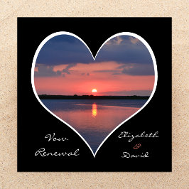 Bruiloft Gelofte Vernieuwing Zonsondergang in Hart Kaart