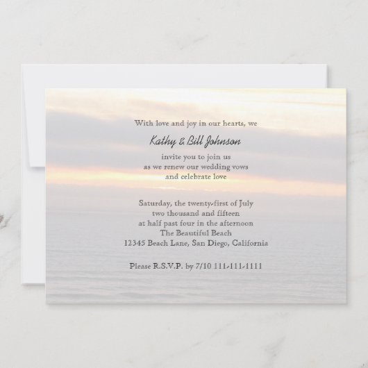 Bruiloft gelofte vernieuwing zonsondergang kaart (Achterkant)