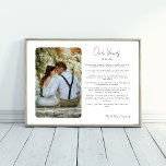 Bruiloft geloften met foto Jubileum Gift Printable Poster<br><div class="desc">Vier uw speciale momenten met onze aangepaste trouwgeloften met fotoprint. Dit elegante bruiloft gelooft foto poster maakt een ideaal huwelijksgeschenk, 1e jubileum cadeau, of aandenken. Laad je favoriete trouwfoto op en transformeer deze in een strakke, minimalistische stijl die past bij elk decor. Personaliseer de sjabloon met je trouwdatum en de...</div>
