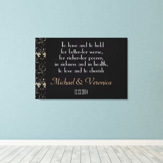 Bruiloft geloften met namen Canvas Print (Insitu (Houten vloer))