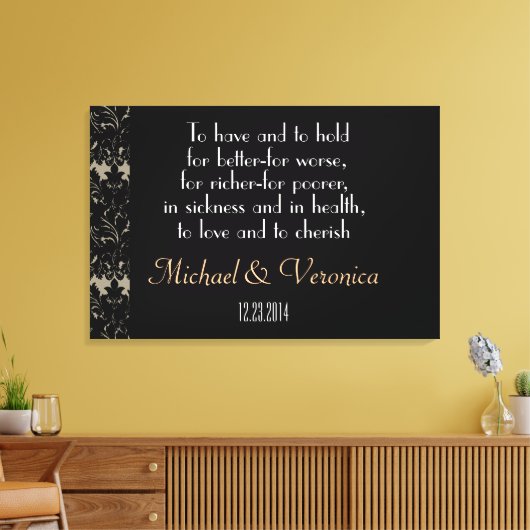 Bruiloft geloften met namen Canvas Print (Insitu (Woonkamer))