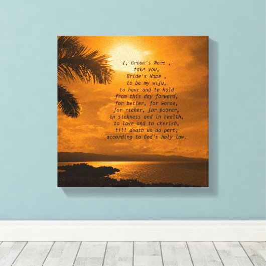 Bruiloft geloften Word Art Afbeelding Canvas Afdruk (Insitu (Houten vloer))