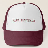 Bruiloft Gelukkig Jubileum Tekst Maroon Kleur Cust Trucker Pet (Voorkant)