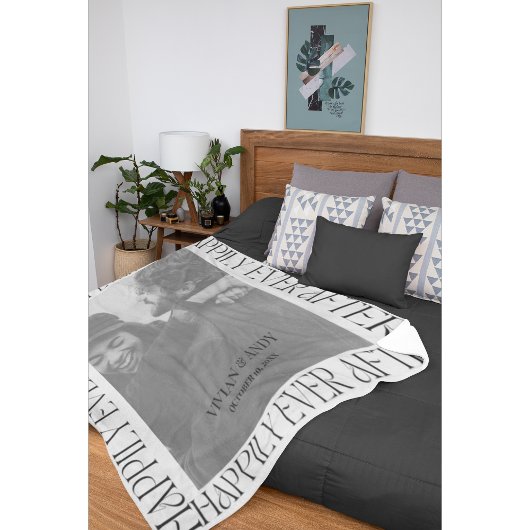 Bruiloft gelukkig ooit na één foto monogram fleece deken