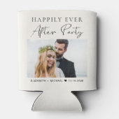 Bruiloft gelukkig ooit na feest foto crème blikjeskoeler (Achterkant)