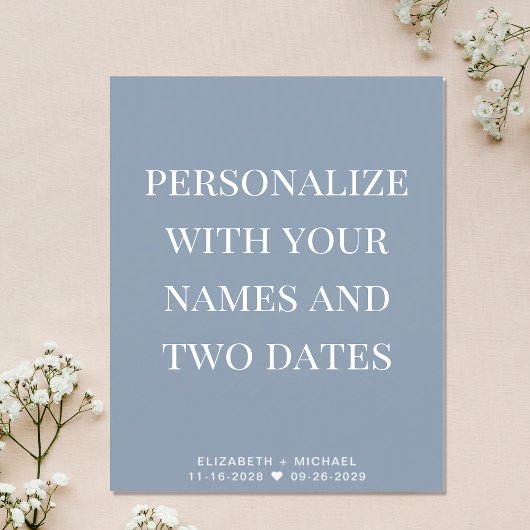 Bruiloft gelukkig ooit na feest stoffig blauw uitn