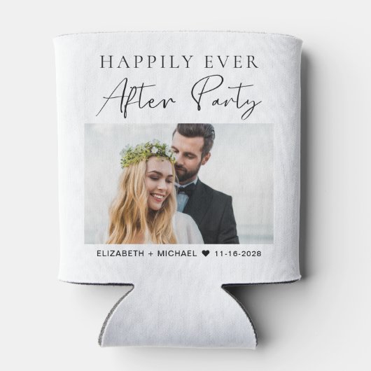 Bruiloft gelukkig ooit na feestfoto blikjeskoeler (Achterkant)