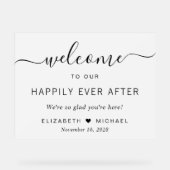 Bruiloft gelukkig ooit na welkom Frosted Acryl Bord (Voorkant)