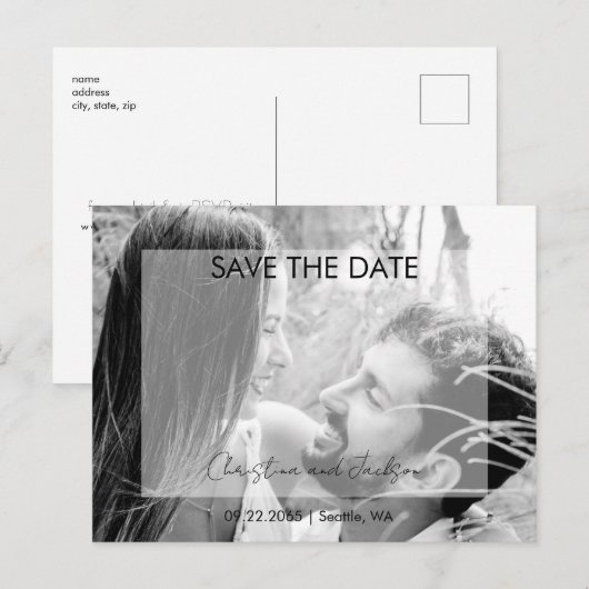 Bruiloft gelukzaligheid B/W foto Opslaan van de da Briefkaart (Voorkant / Achterkant)