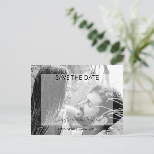 Bruiloft gelukzaligheid B/W foto Opslaan van de da Briefkaart (Staand voorkant)