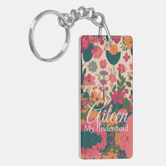 Bruiloft Gepersonaliseerd bruidsmeisje Sleutelhanger (Voorkant Links)