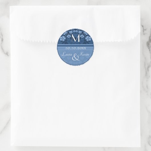Bruiloft gepersonaliseerd monogram ronde sticker (Tas)