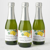 Bruiloft Gepersonaliseerde Citrus Waterverf Botani Sparkling Wijnetiket (Flessen)