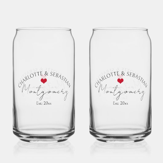 Bruiloft gepersonaliseerde namen en het laatste ja blikvorm glas (Voorkant)